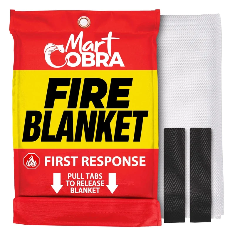 Mart Cobra Fire Blanket — wall-mounted in kitchen, ready to deploy